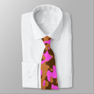 Camouflage Pattern in Tan, Pink, and Brown Tie