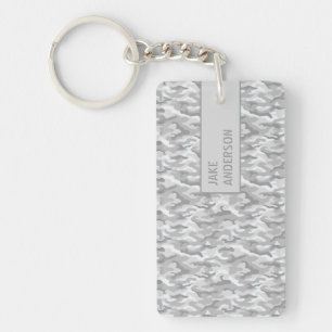 Camouflage Pattern in triple Gray Key Ring