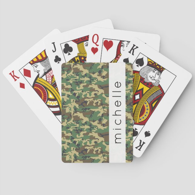Camouflage Pattern, Military Pattern, Your Name Playing Cards (Back)