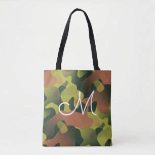 Camouflage Pattern Monogram Tote Bag