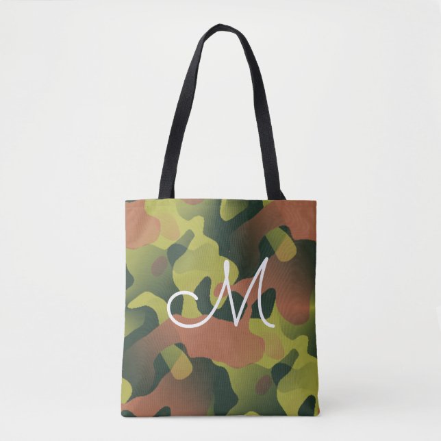 Camouflage Pattern Monogram Tote Bag (Front)