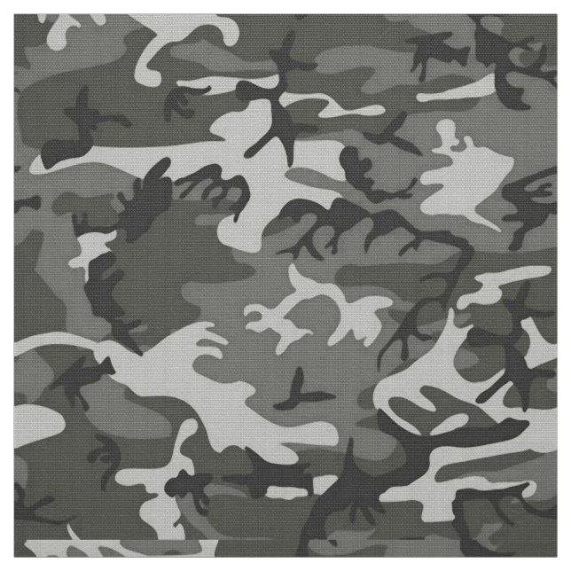Camouflage Pattern, Shades of Grey with Black Fabric (Swatch)
