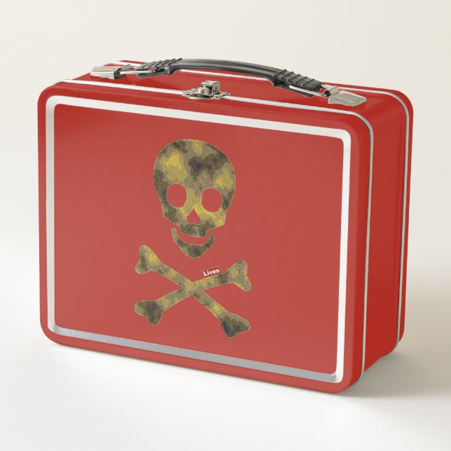 Camouflage Pattern Skull Metal Lunch Box (Front)