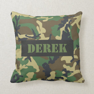 Camouflage Personalised Name Team Number Sports Cushion