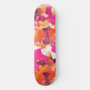 Camouflage pink orange skateboard