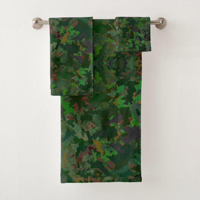 Camouflage Pixels Woods  Bath Towel Set (Insitu)
