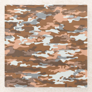 Camouflage Polka Dot: Abstract Seamless. Glass Coaster