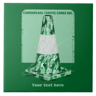 Camouflage rd cone funny traffic cone ceramic tile