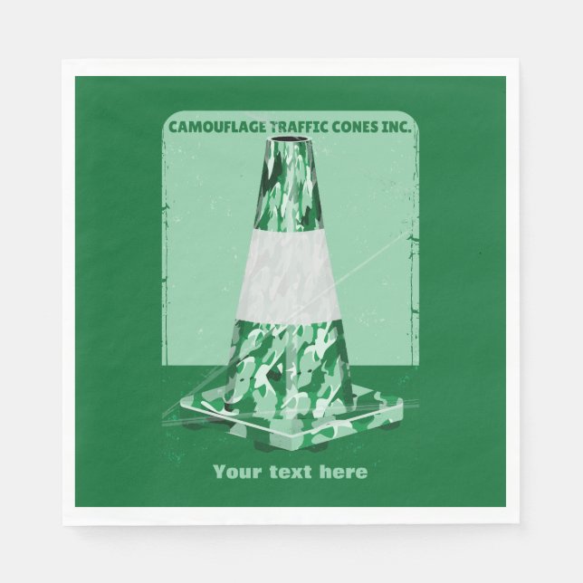 Camouflage rd cone funny traffic cone napkin (Front)