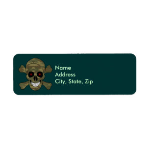 Camouflage Red Eye Skull Crossbones Address Labels