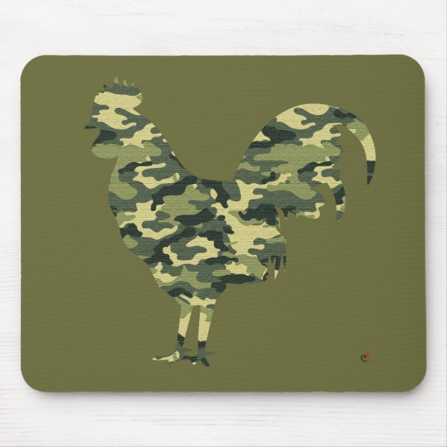 Camouflage Rooster Silhouette Mouse Pad (Front)
