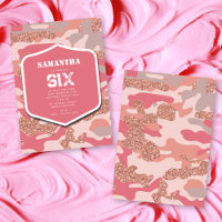 Camouflage Rose Gold Blush Pink Camo Army Birthday