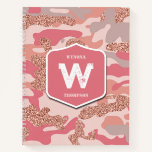 Camouflage Rose Gold Blush Pink Camo Army Pattern  Notebook