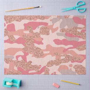 Camouflage Rose Gold Blush Pink Camo Army Pattern  Tissue Paper