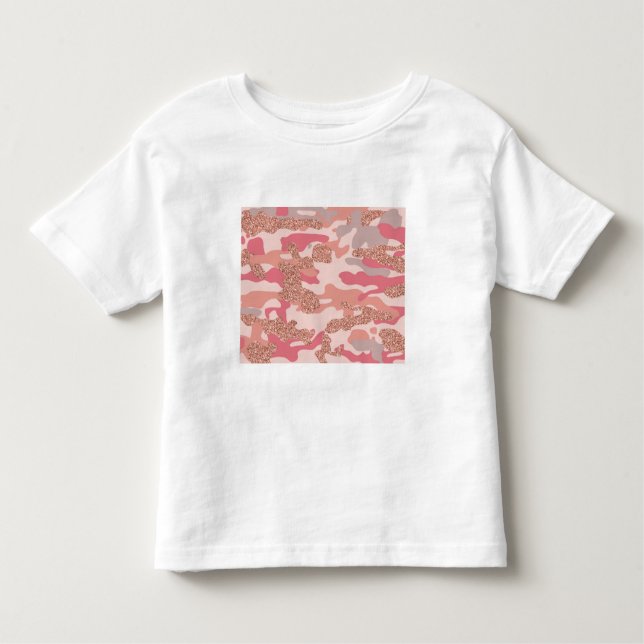 Camouflage Rose Gold Blush Pink Camo Army Pattern  Toddler T-Shirt (Front)