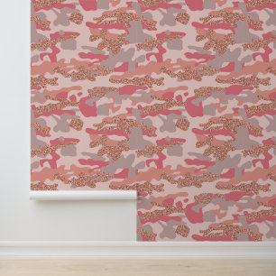 Camouflage Rose Gold Blush Pink Camo Army Pattern  Wallpaper