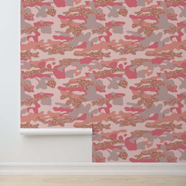 Camouflage Rose Gold Blush Pink Camo Army Pattern  Wallpaper (Application)