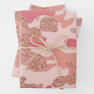Camouflage Rose Gold Blush Pink Camo Army Pattern  Wrapping Paper Sheet