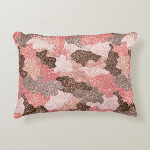 Camouflage Rose Gold Glitter Camo Pink Glam Decorative Cushion