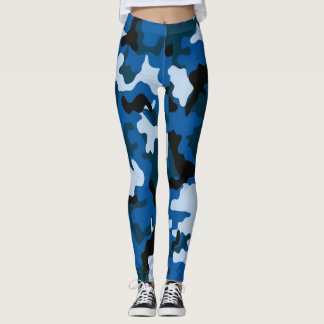 Camouflage seamless blue pattern Leggings  
