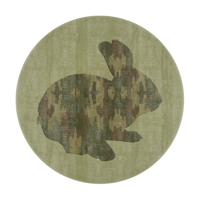 Camouflage Silhouette Easter Bunny Cutting Board (Front)