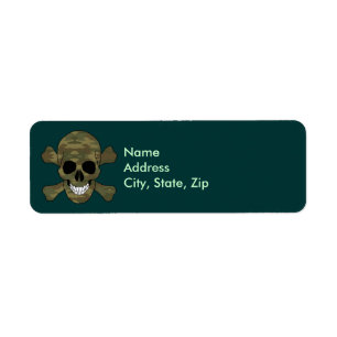 Camouflage Skull And Crossbones Address Labels