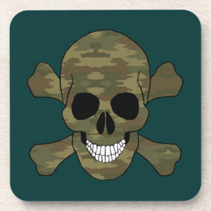 Camouflage Skull And Crossbones Coasters