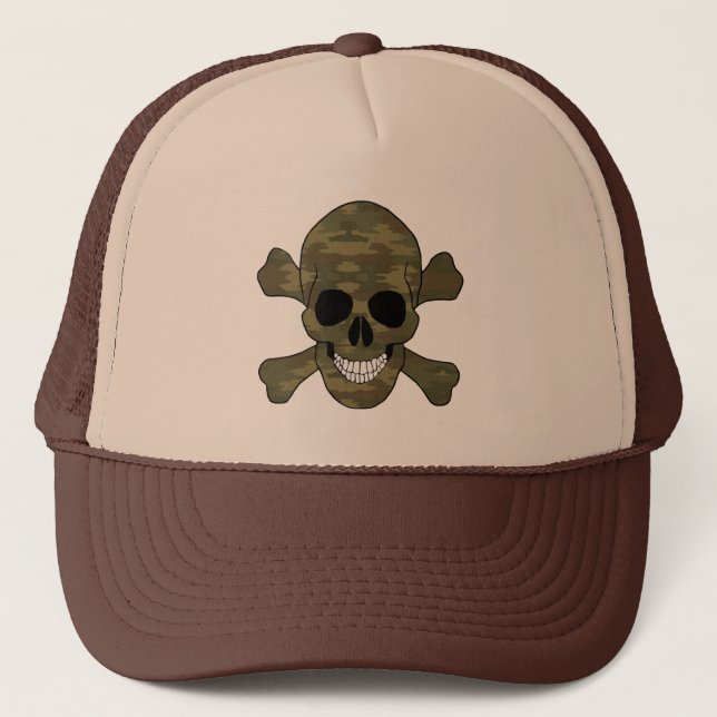 Camouflage Skull And Crossbones Hat (Front)