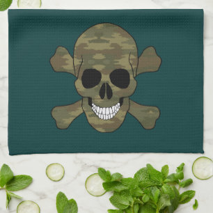 Camouflage Skull And Crossbones Kitchen Towel