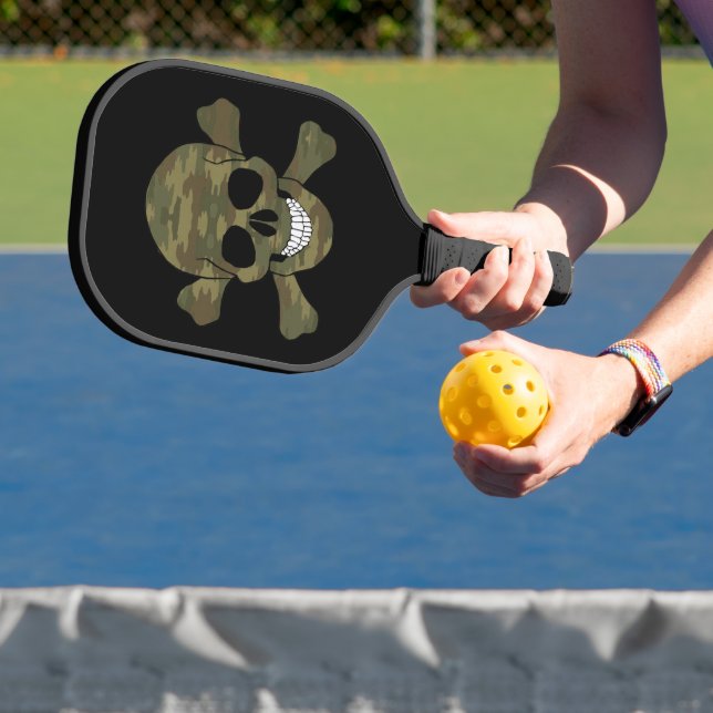 Camouflage Skull And Crossbones Pickleball Paddle (Insitu)