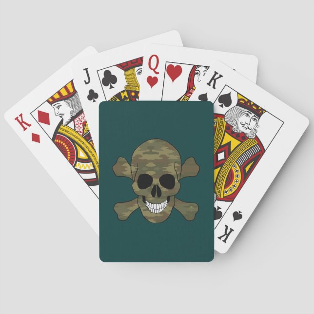Camouflage Skull And Crossbones Playing Cards (Back)