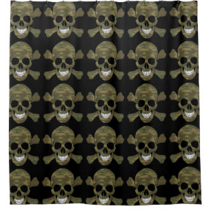 Camouflage Skull And Crossbones Shower Curtain