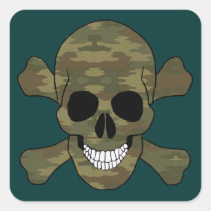 Camouflage Skull And Crossbones Stickers