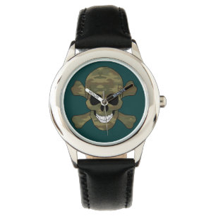 Camouflage Skull And Crossbones Watch
