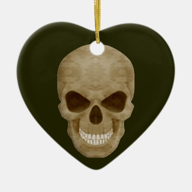 Camouflage Skull Heart Ornament (Front)