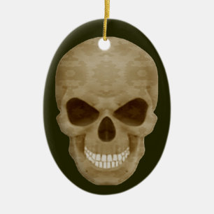 Camouflage Skull Oval Ornament