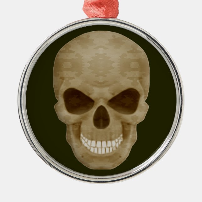 Camouflage Skull Round Ornament (Front)