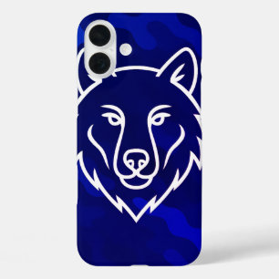 Camouflage Spirit – White Wolf Line Art iPhone 16 Plus Case