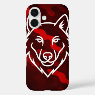 Camouflage Spirit – White Wolf Line Art iPhone 16 Case