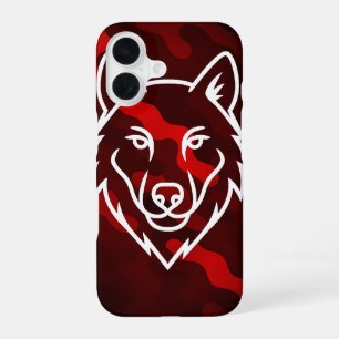 Camouflage Spirit – White Wolf Line Art iPhone 16 Case