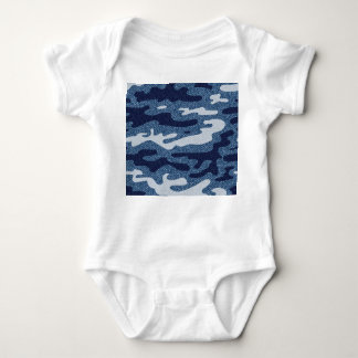 Camouflage Spotted Denim Jeans Pattern Baby Bodysuit