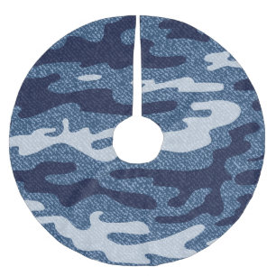 Camouflage Spotted Denim Jeans Pattern Brushed Polyester Tree Skirt