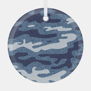 Camouflage Spotted Denim Jeans Pattern Glass Tree Decoration