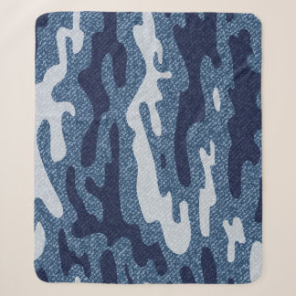 Camouflage Spotted Denim Jeans Pattern Sherpa Blanket