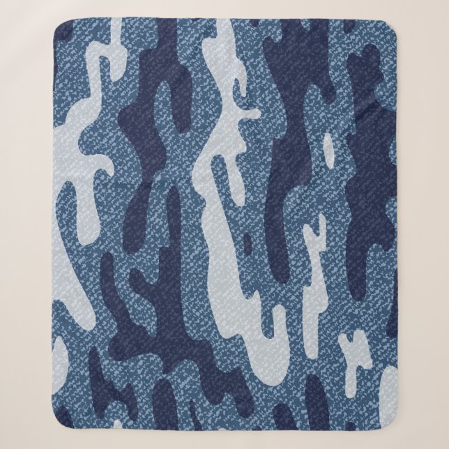 Camouflage Spotted Denim Jeans Pattern Sherpa Blanket (Front)