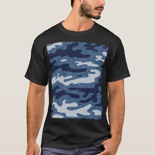Camouflage Spotted Denim Jeans Pattern T-Shirt (Front)