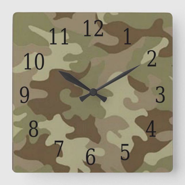 Camouflage Square Clock (Front)