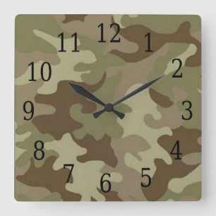 Camouflage Square Clock