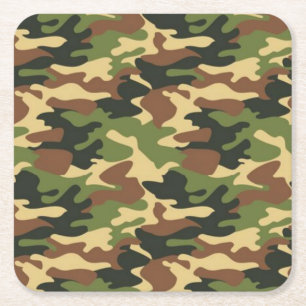 camouflage square paper coaster