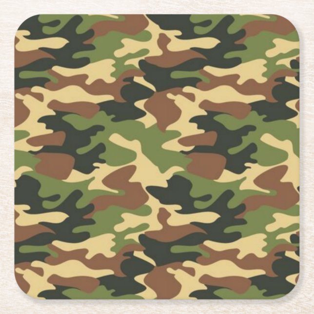 camouflage square paper coaster (Front)